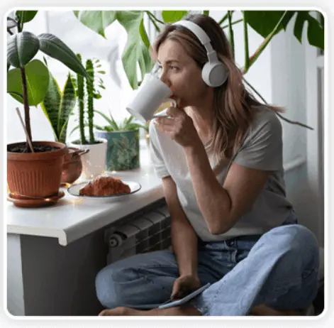 Girl with head phone attending The Memory Wave session