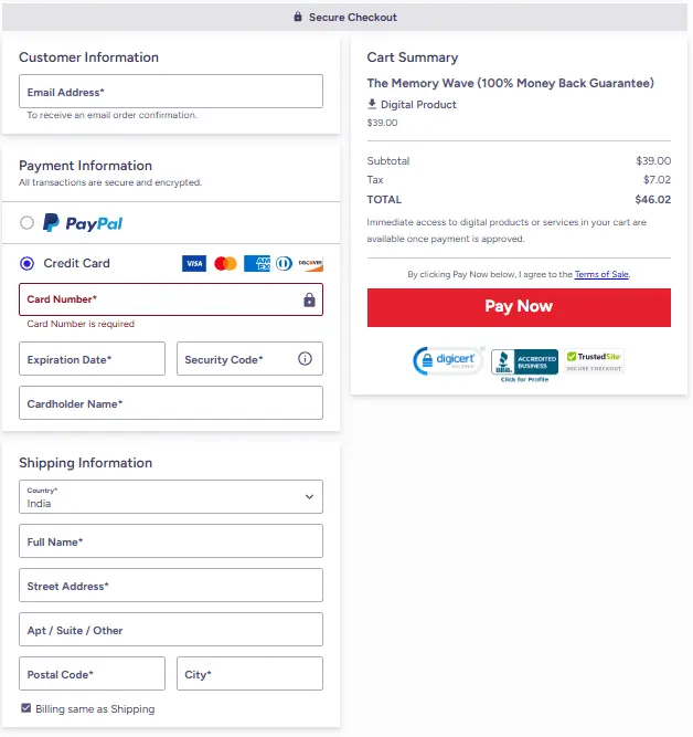 The Memory Wave order page